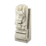Künstler 2. Hälfte 20. Jh., Ohne Titel Skulptur aus Sandstein, Höhe 17,8 cm, Tiefe 5,5 cm. 1447-