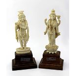 Elfenbein-Figurenpaar Krishna und Radha, Indien um 1920, fein jew. aus einem Stück geschnitzte