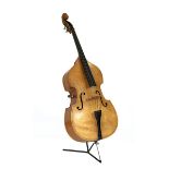 Contrabass, wohl Rumänien 2.H.20.Jh., viersaitig, Fichtendecke, Korpuslänge ca. 109 cm,