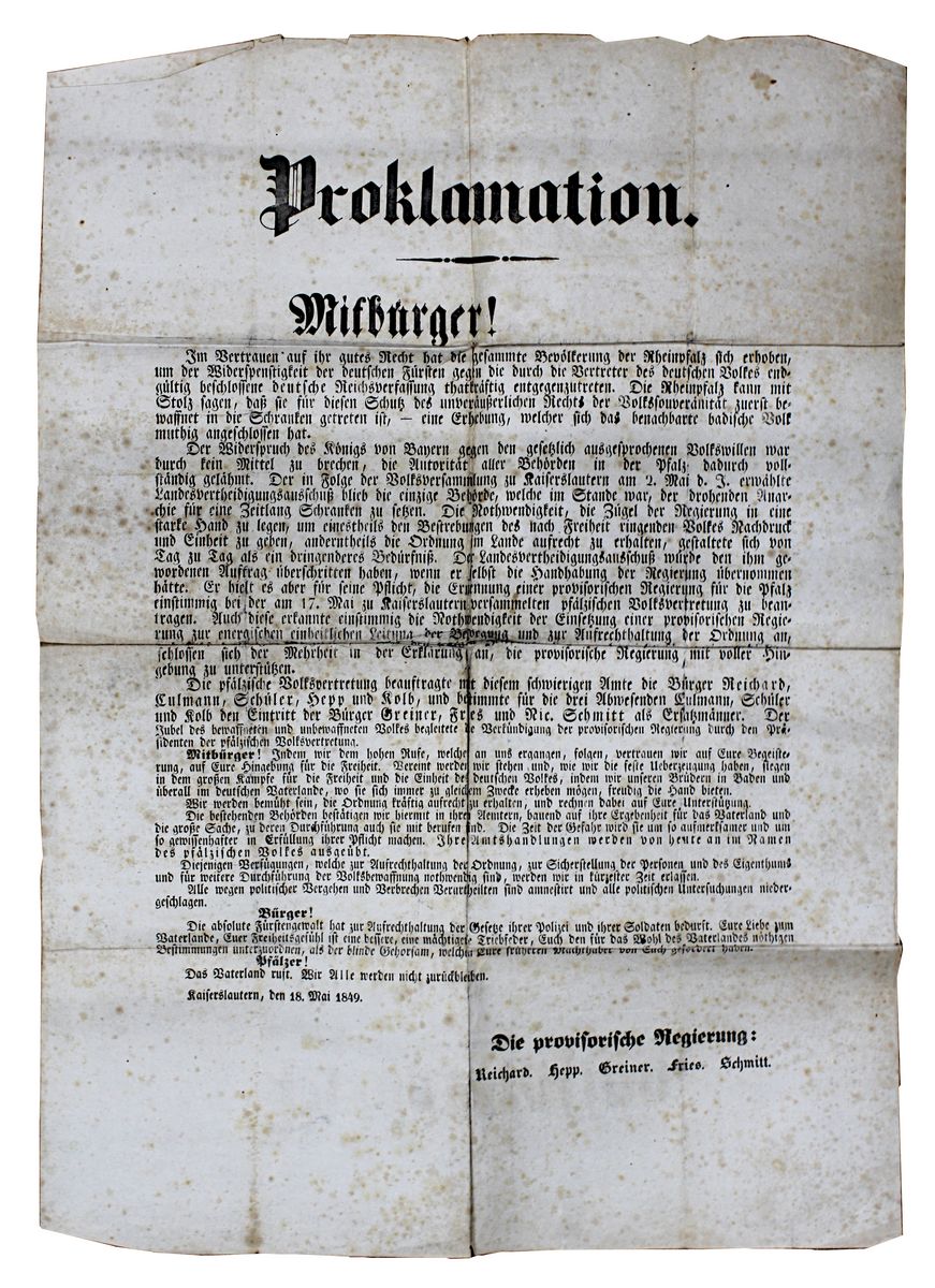 Zwei Bücher bzw. Schrift zum Pfälzischen Aufstand 1849, Proklamation an die Mitbürger der - Image 3 of 3