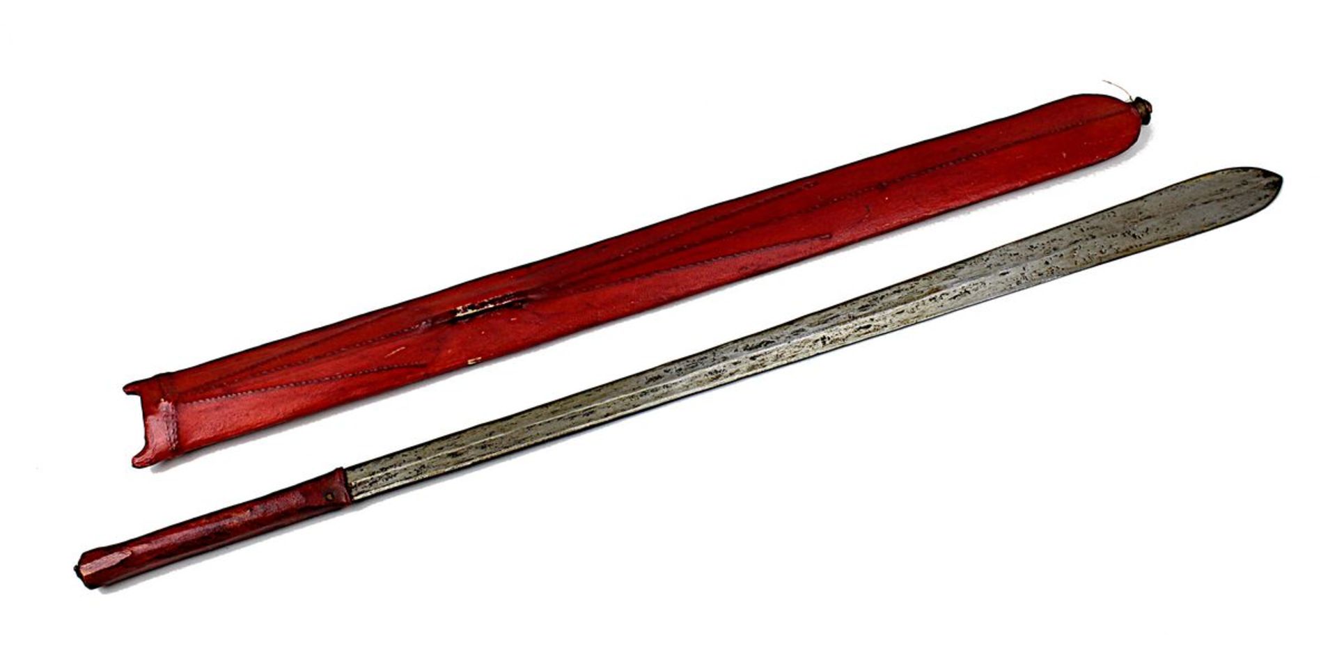Massai-Schwert Seme / Ol Alem, Schwert mit handgeschmiedeter Klinge in nach unten breiter