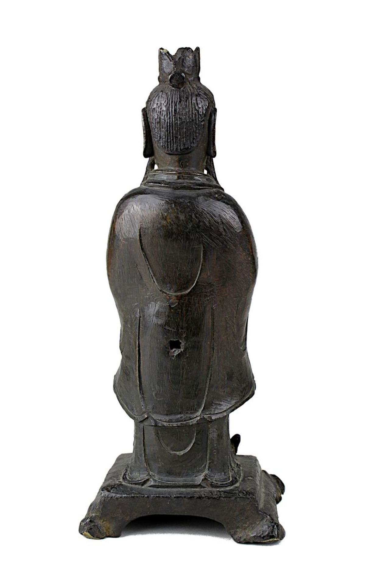 Wenchang Wang (Gott der Kultur und des Schrifttums), China, Ming-Dynastie, stehende Figur aus dunkel - Bild 3 aus 5