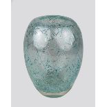 WMF Ikora Vase, Dexel-Ei, Entwurf Walter Dexel, Geislingen 1930er Jahre, eiförmiger Korpus, Klarglas