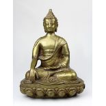 Buddhafigur aus Messingguss, Thailand Mitte 20. Jh., Buddha auf Lotusthron in Meditationshaltung
