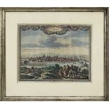 Trier, Gesamtansicht, kolorierter Kupferstich, von Visscher und Schut, um 1660, 21 x 27,5 cm, an