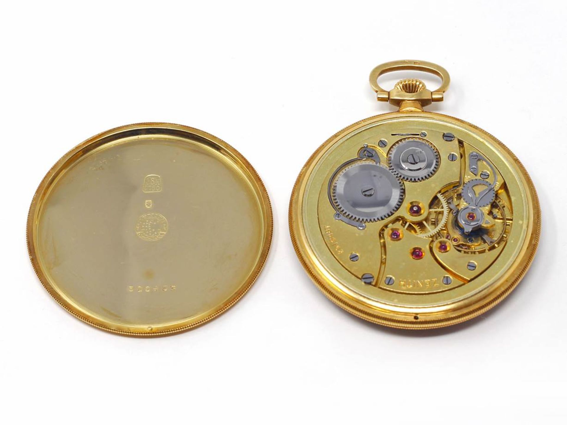 Zenith. An 18 ct. yellow gold open face pocket watch circa 1950 - Bild 3 aus 4