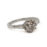 An engagement ring. 1 ct. brilliant cut Brown diamond with a platinum setting (clarity VVS1)