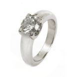 A 1,25 ct. brilliant cut diamond engagement ring with a platinum setting (colour M, clarity SI2)