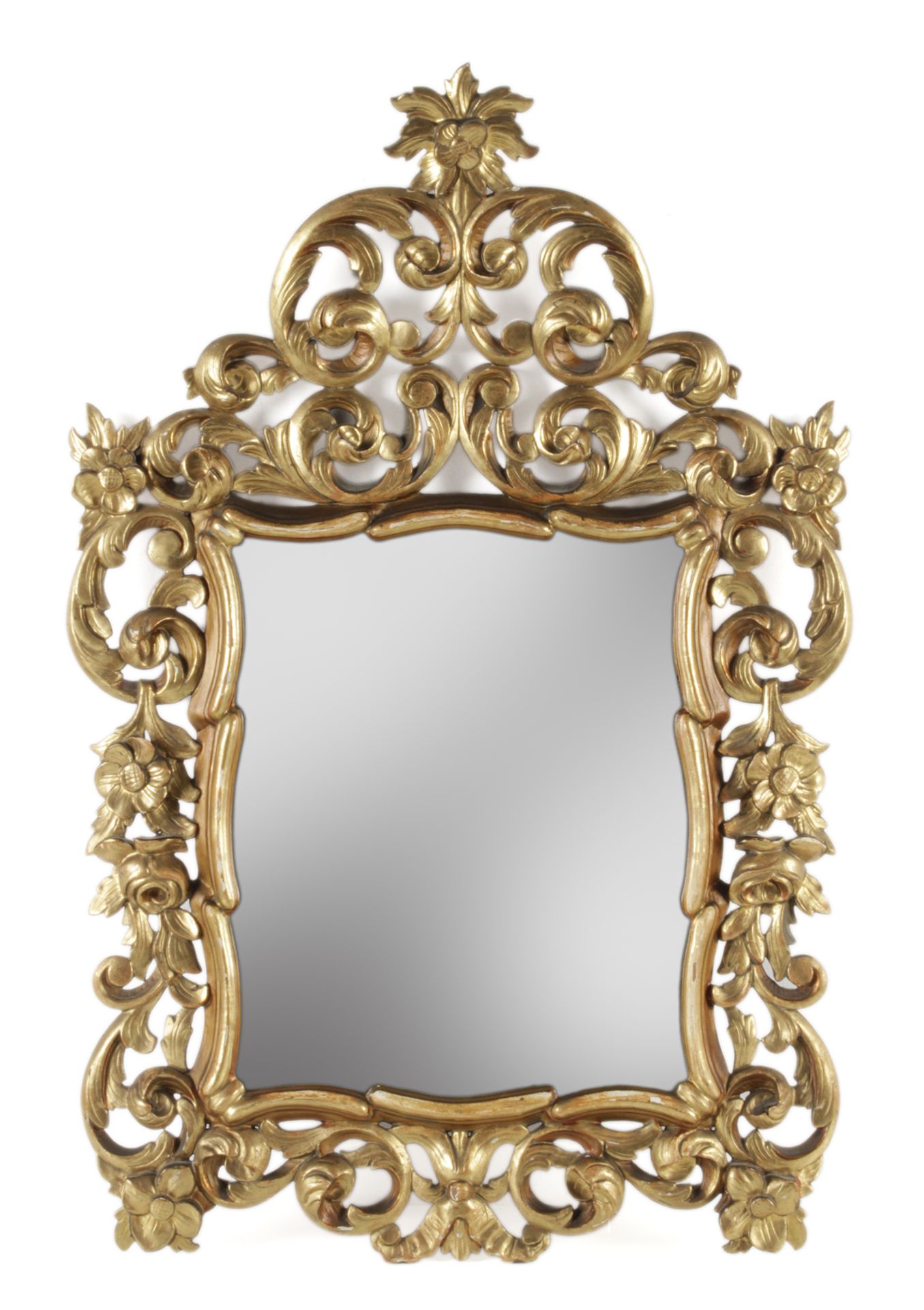 19th century carved and gilded wood mirror cornucopia