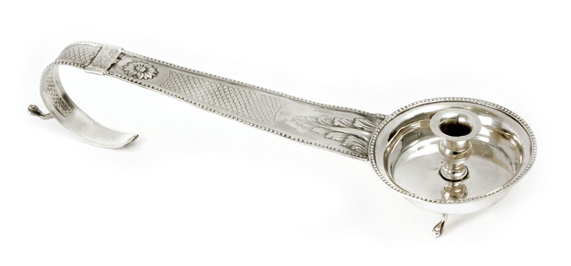 A silver candlestick circa 1825 with Francesc P. Arquer silversmith and Barcelona hallmarks