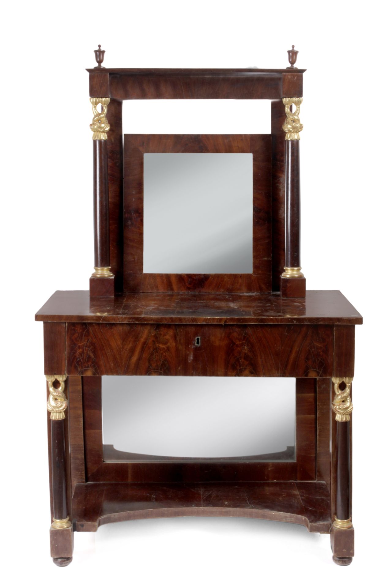 19th century Ferdinand VII mahogany console table with mirror