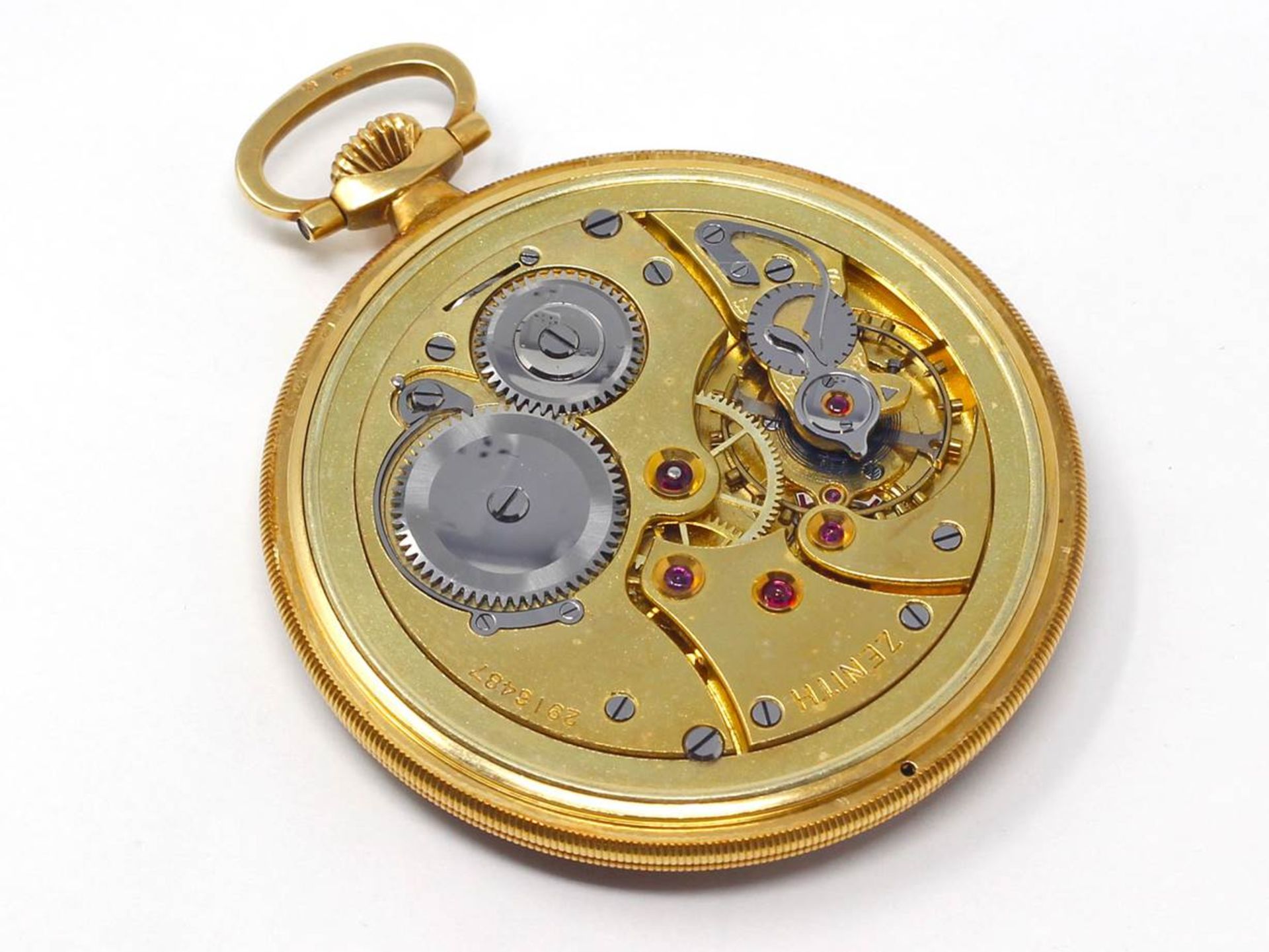 Zenith. An 18 ct. yellow gold open face pocket watch circa 1950 - Bild 2 aus 4