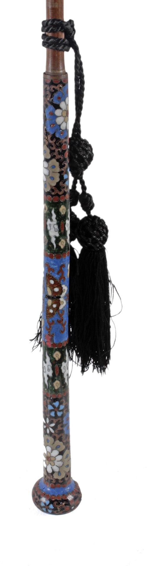 Early 20th century Chinese umbrella from Republic period. Silk and bronze with cloisonné enamel - Bild 2 aus 2