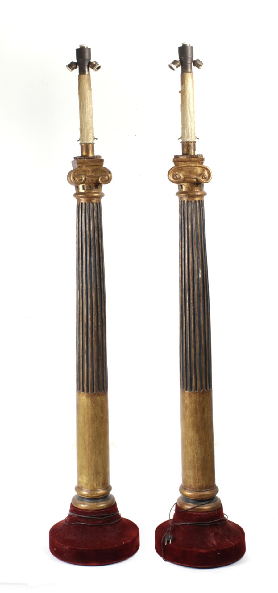 Pair of 18th century carved, gilded and polychromed columns