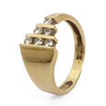 A brilliant cut diamonds ring with an 18ct. yellow gold setting