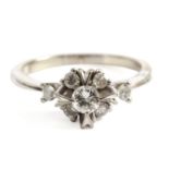 A 18 ct. white gold ring with brilliant cut and 8/8 cut diamonds