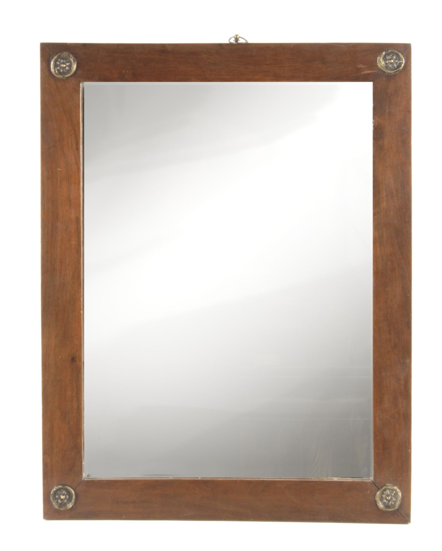 19th century French Empire period mirror, mahogany with embossed brass