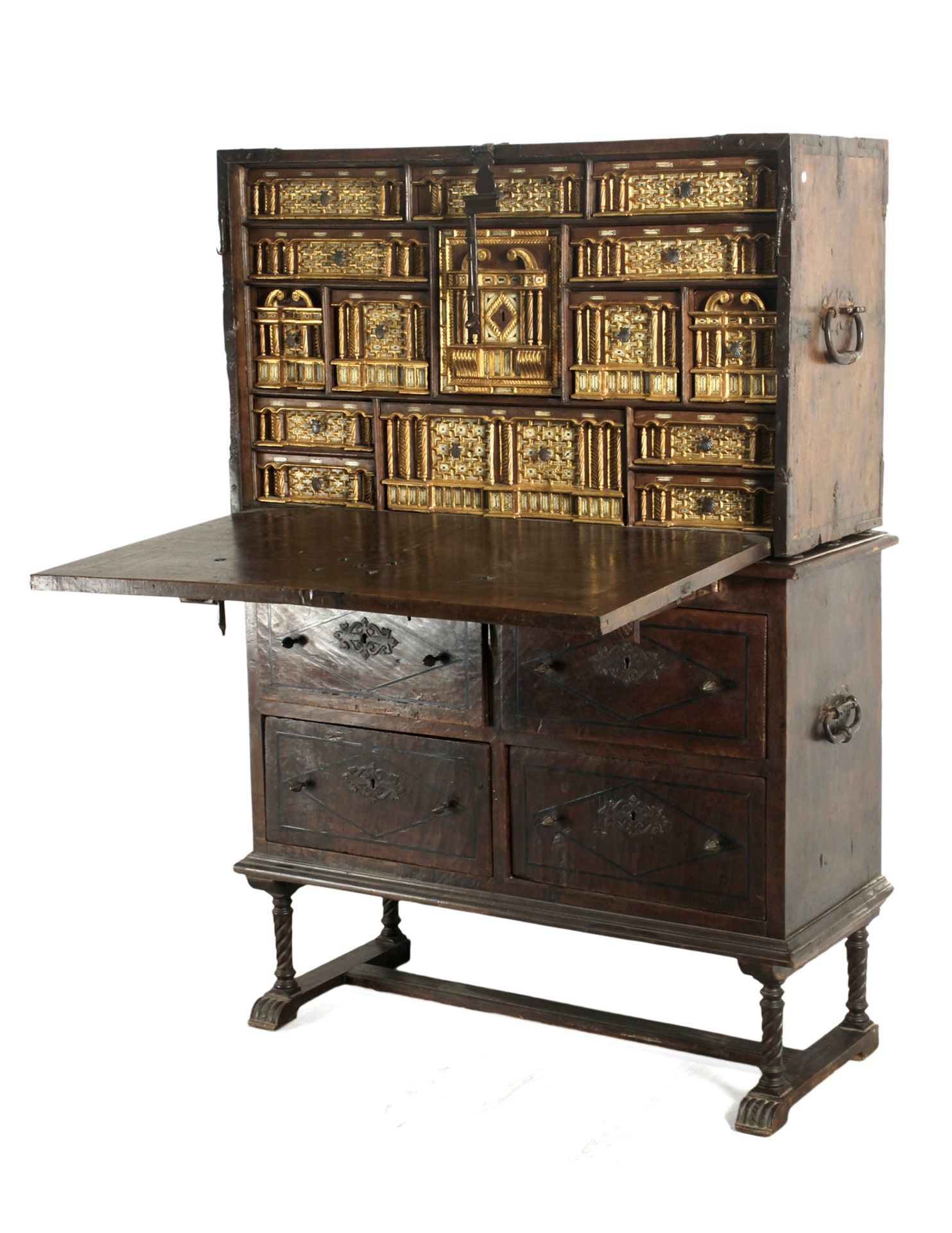 17th century Spanish walnut bargueño desk from Salamanca