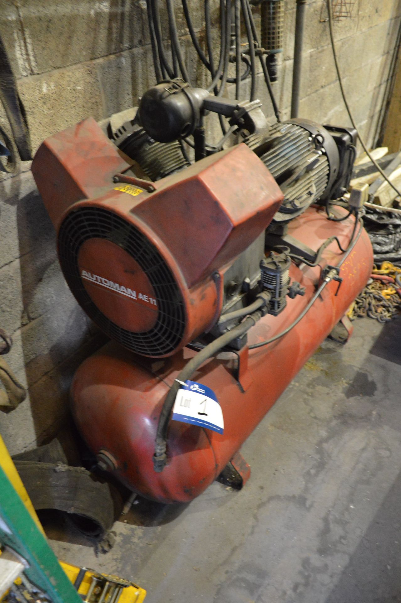 Automan AE11 Horizontal Receiver Mounted Air Compressor, serial no. 031334, with 11kW electric - Image 2 of 2