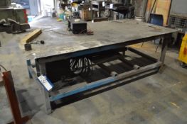 Steel Welding Bench, approx. 2.54m x 1.35m, with Record no. 6 engineers bench vice (no other