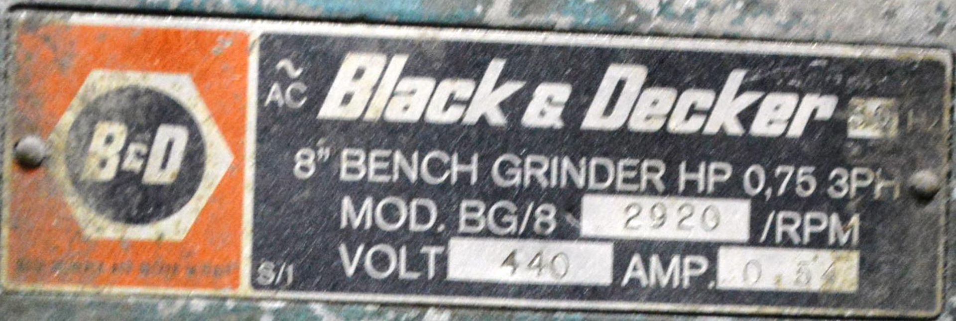 Black & Decker BG/8 8in Double Ended Bench Grinder, 440v, with stand - Image 3 of 3