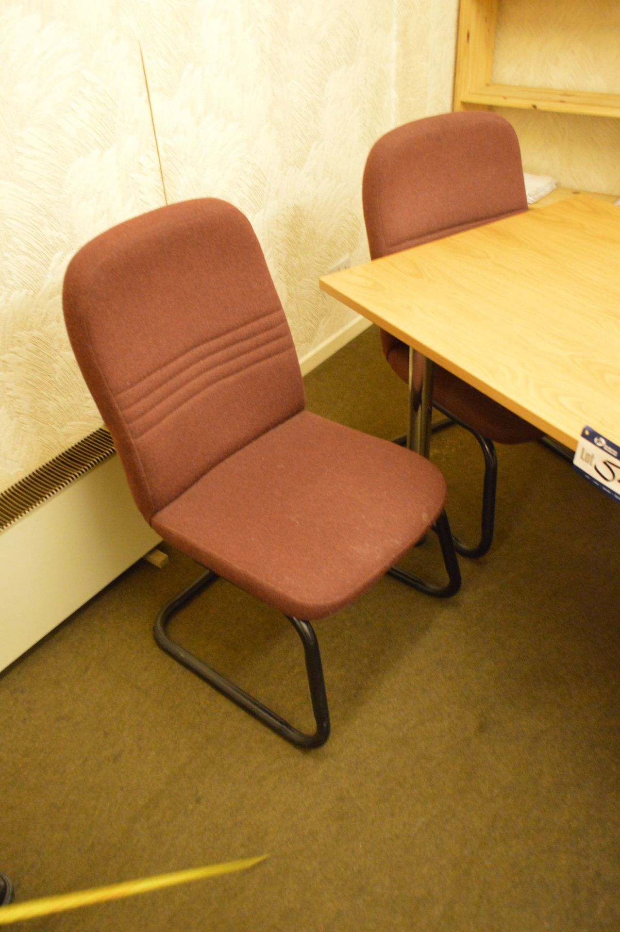 Meeting Table, approx. 2.13m x 920mm, with six brown fabric upholstered steel cantilever framed - Image 4 of 4