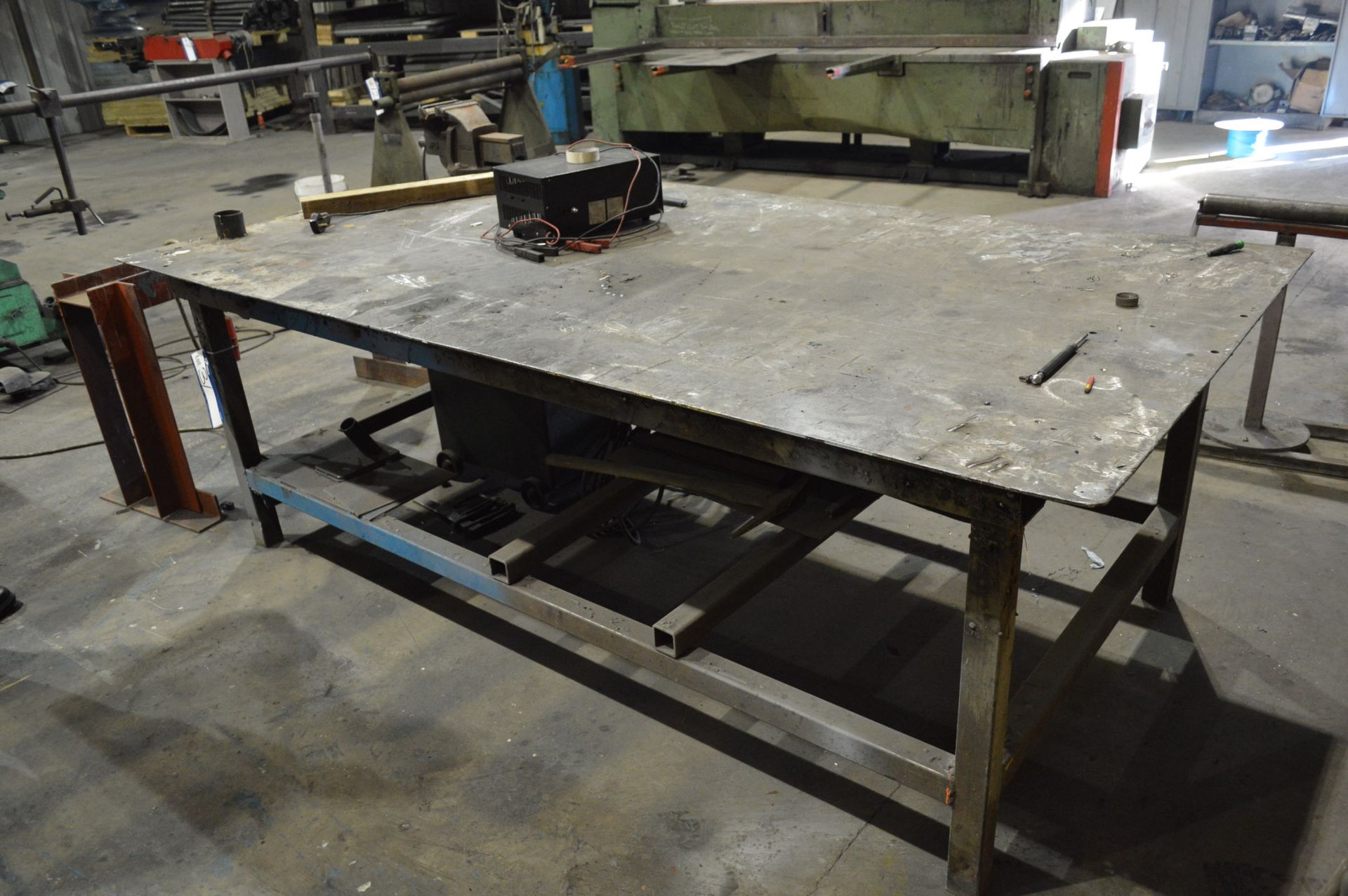 Steel Welding Bench, approx. 2.54m x 1.35m, with Record no. 6 engineers bench vice (no other - Image 2 of 2