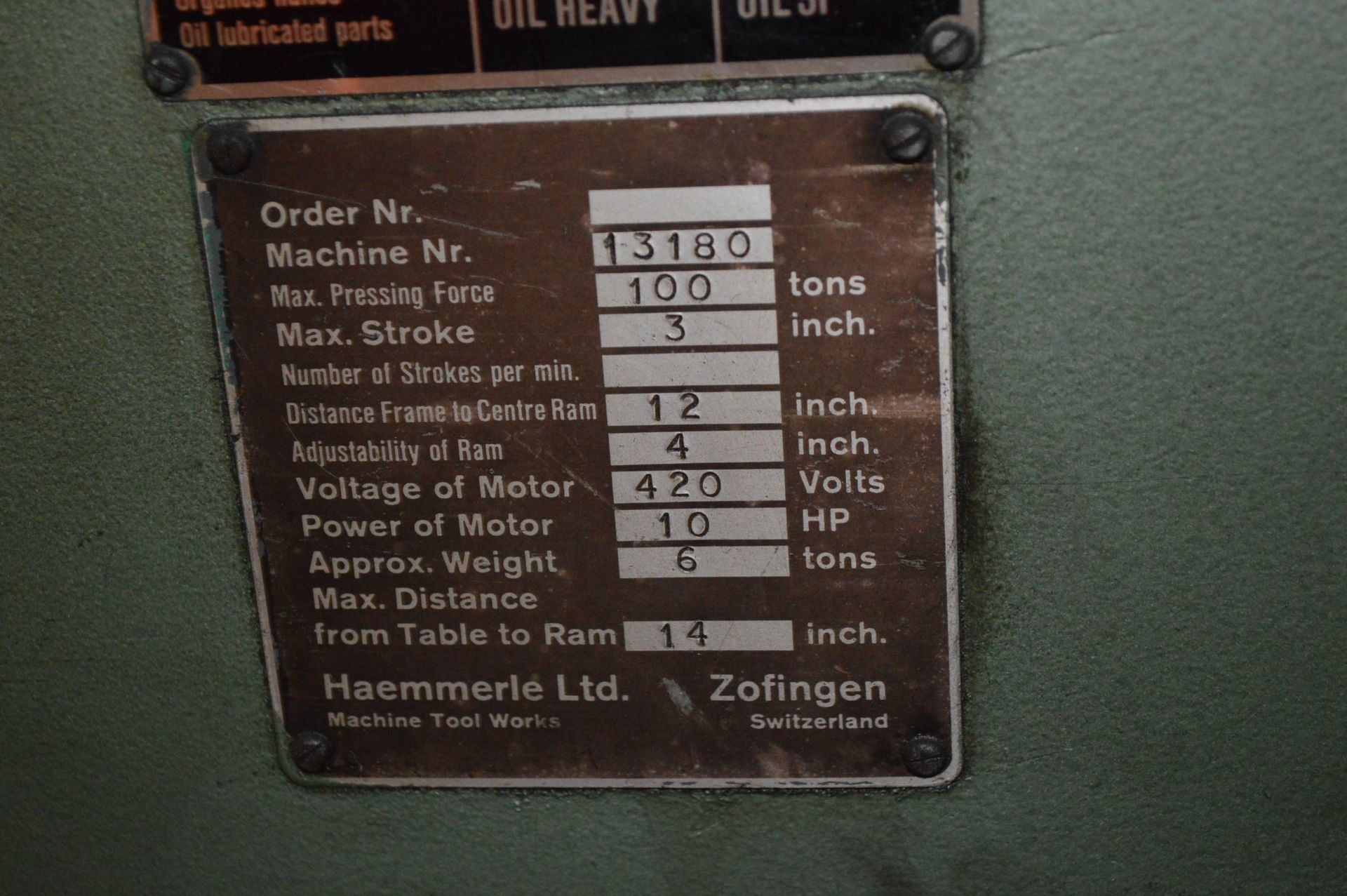 Hammerle ZOFINGEN 100T x 2.5m PRESS BRAKE, serial no. 13180 - Image 9 of 11