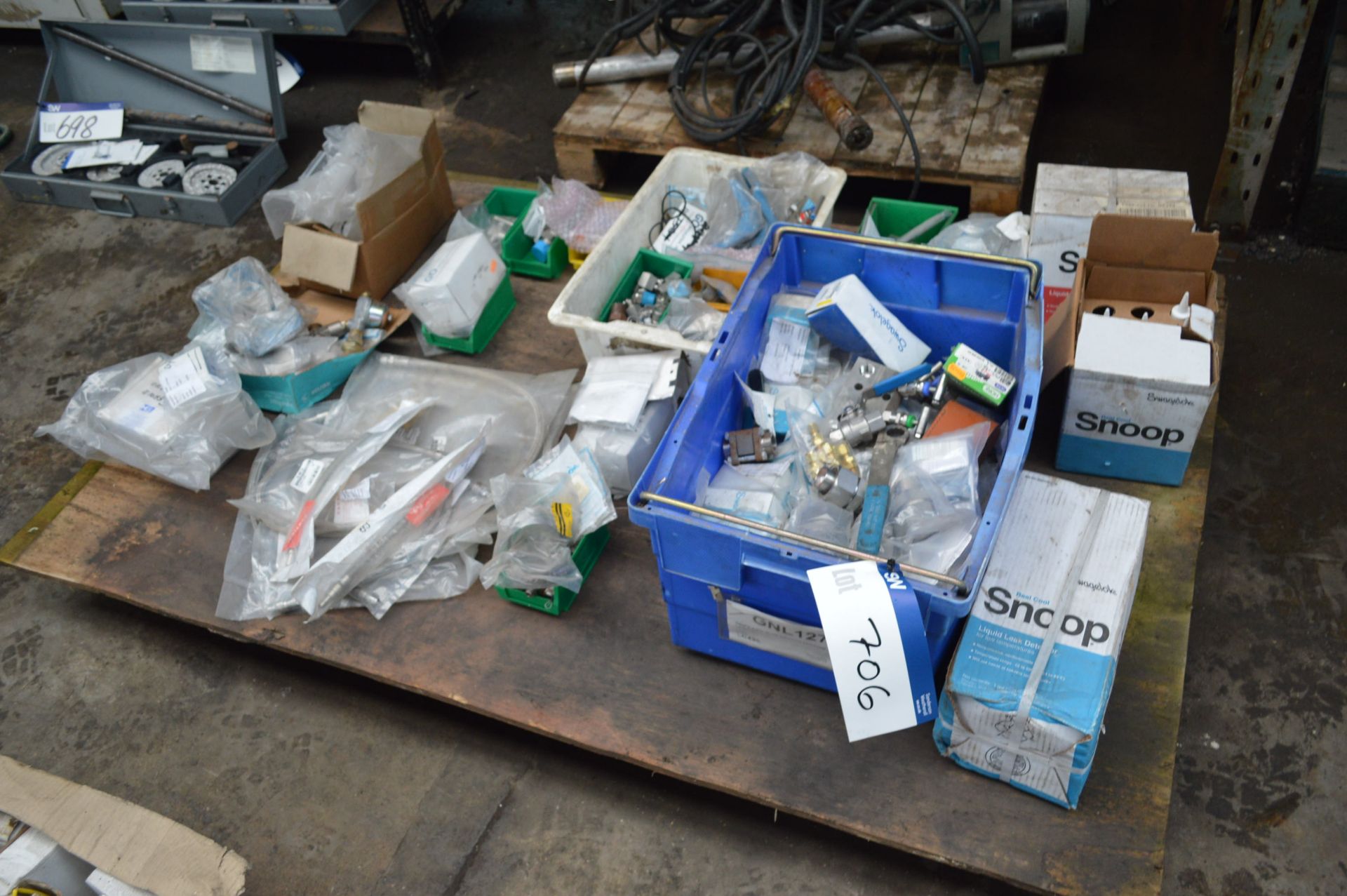 Assorted Equipment, on pallet, including Swagelock liquid leak detector fluid and components