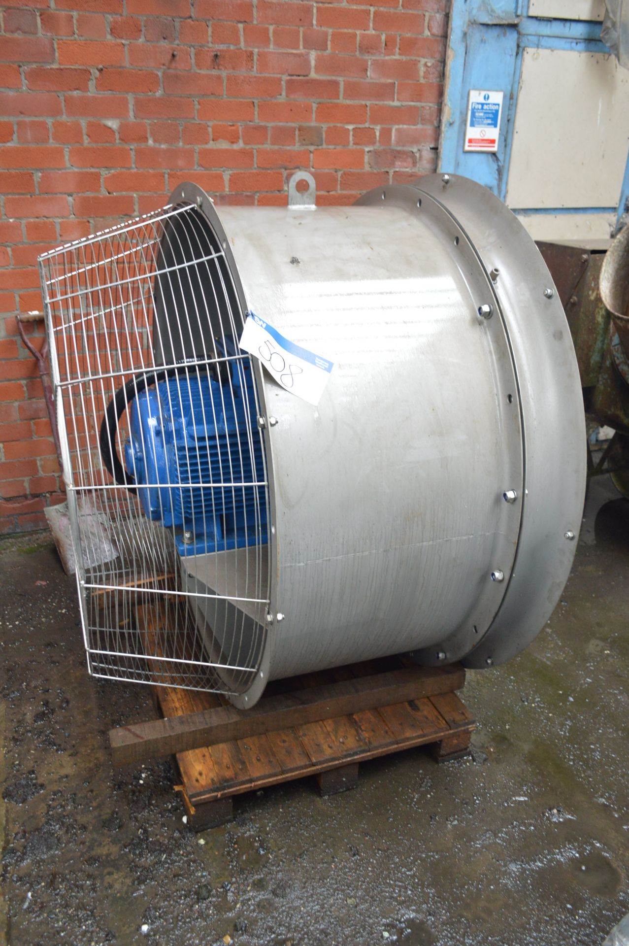 Stainless Steel Cased Axial Flow Fan, approx. 1.4m dia., with electric motor