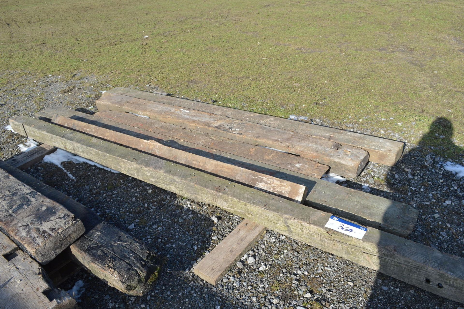 Six Timber Beams, as set out, minimum length 2.8m long