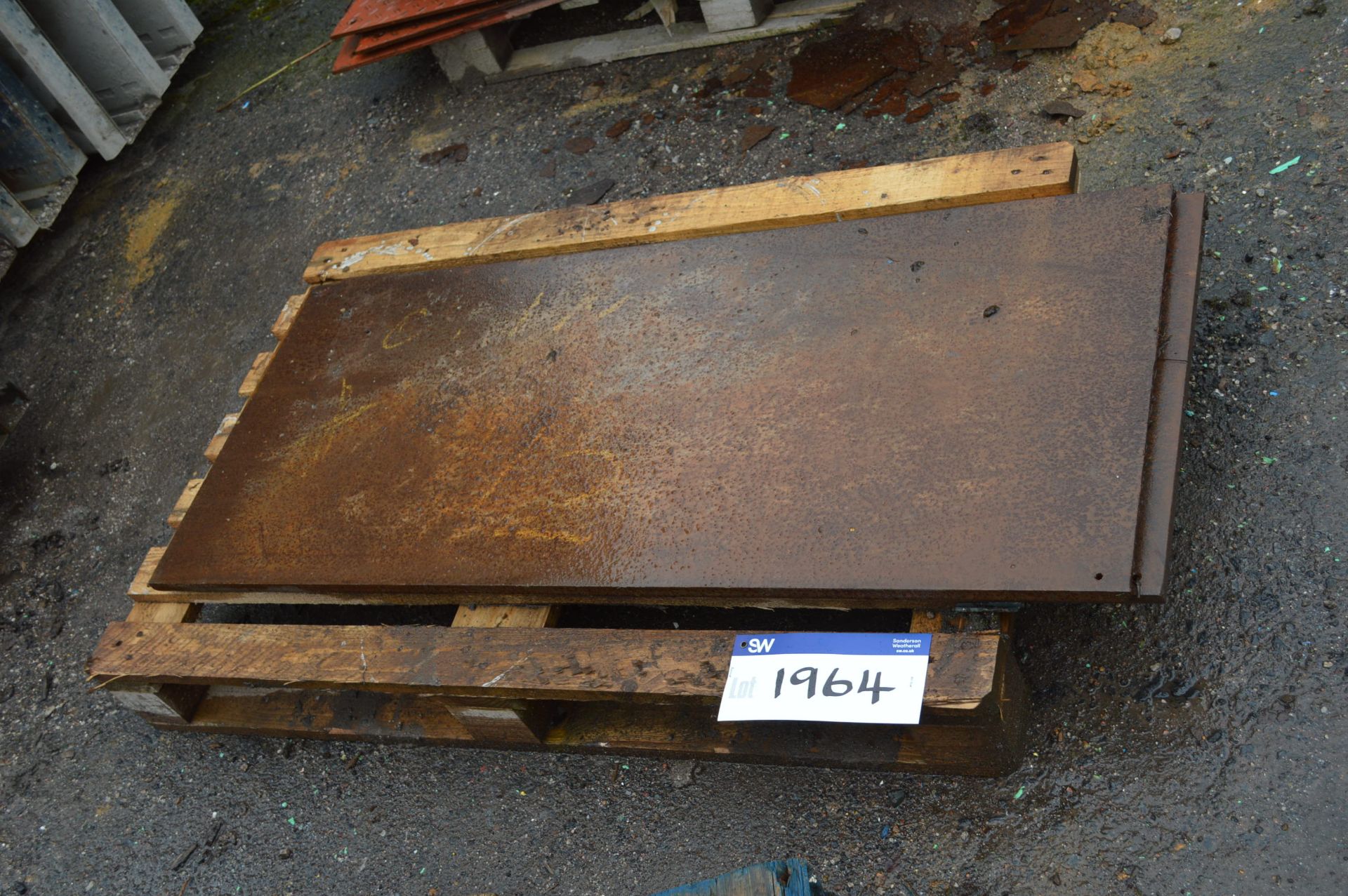 Two Steel Plates, on pallet, each approx. 550mm x 1.25m