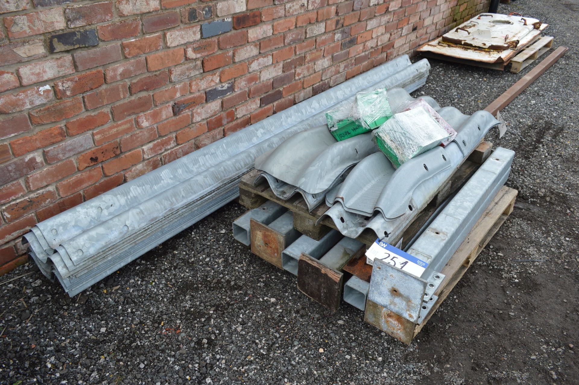 Galvanised Road Barriers on pallet and stacked to rear