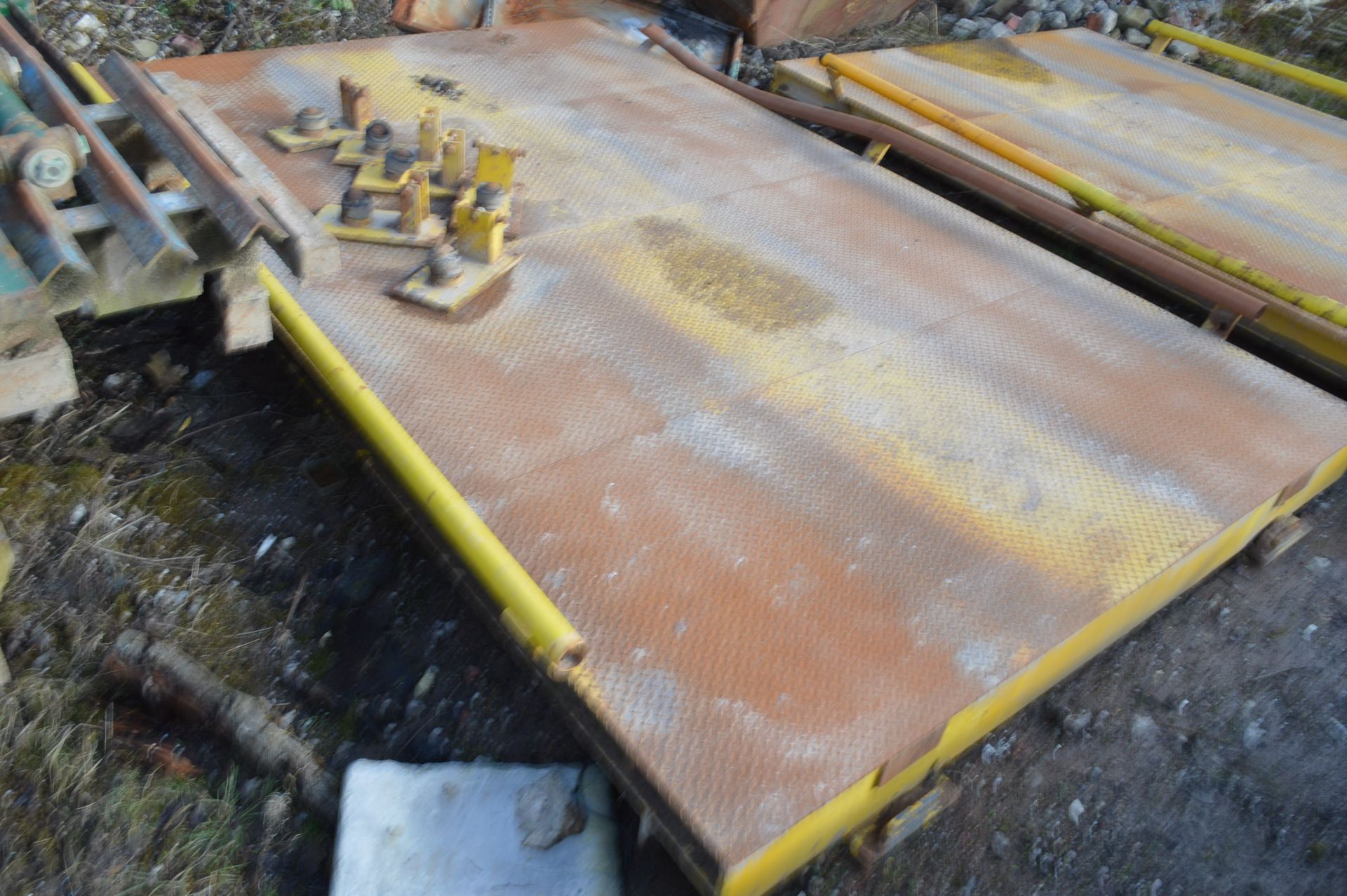 TWO SECTION ROAD VEHICLE WEIGHBRIDGE, each section approx. 5m x 3m, with equipment as set out