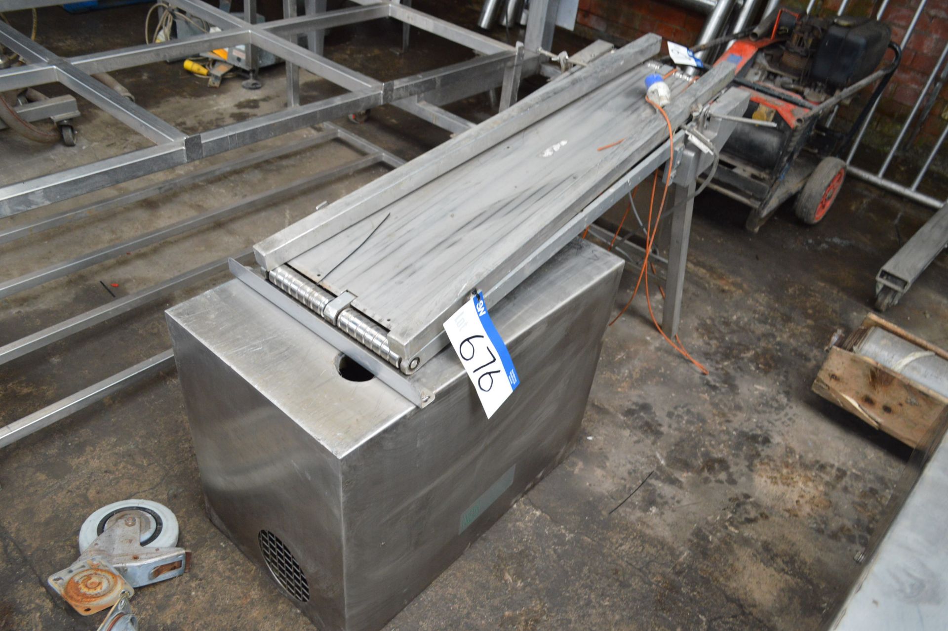 Stainless Steel Conveyor Frame, approx. 330mm wide on rollers