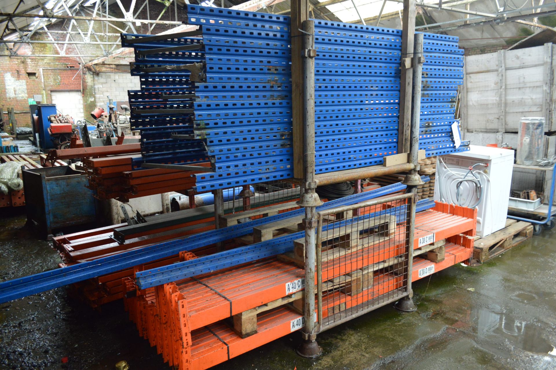 Ten Pallet Racking Uprights, each approx. 1m x 2.3m, with approx. 35 cross beams, mainly 2.7m - Image 2 of 2