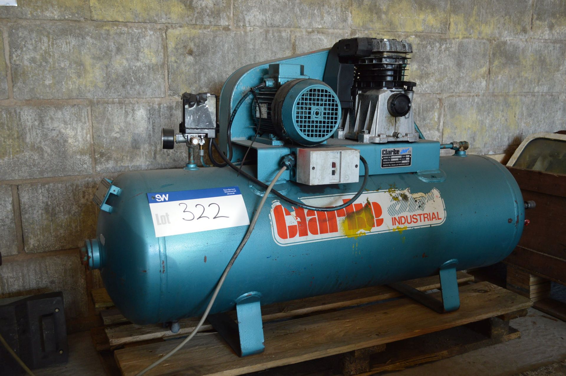 Clarke SE100110 Horizontal Receiver Mounted Air Compressor, serial no. 49970