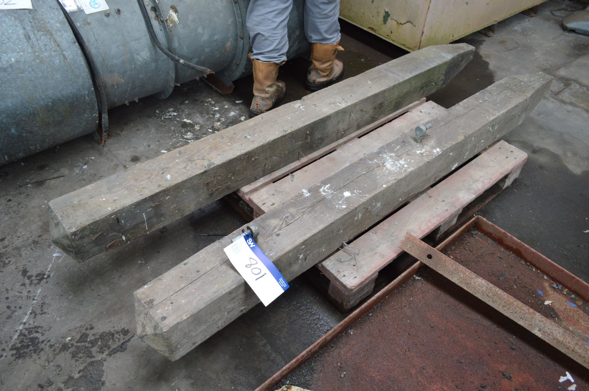 Two Timber Gate Posts, each approx. 180mm x 180mm x 2.4m high... - Image 2 of 2