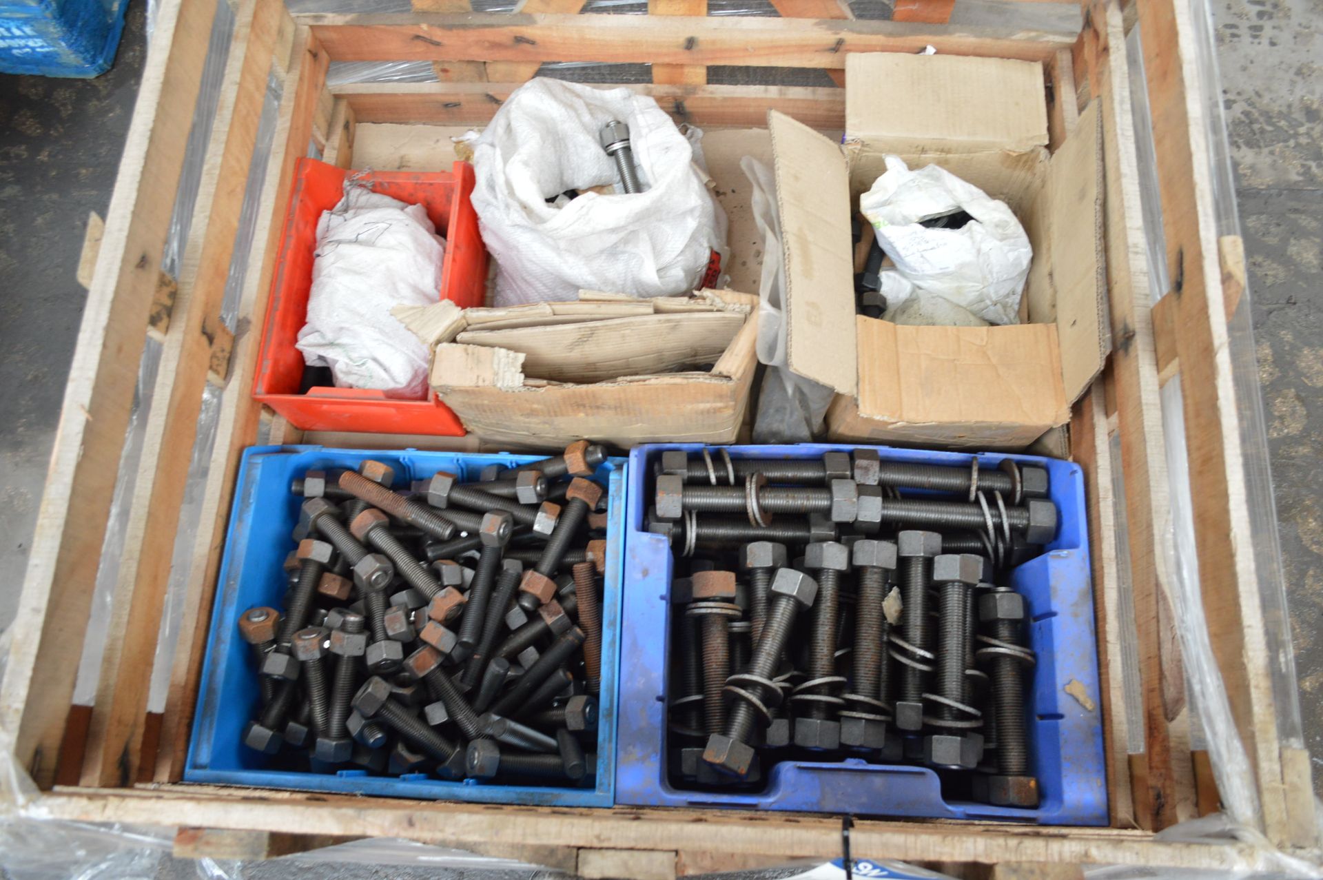 Assorted Fasteners, in plastic boxes in timber crate - Image 2 of 2