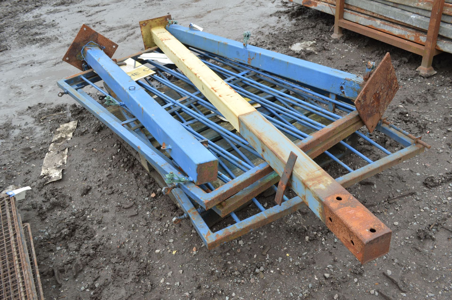 Three Steel Gates, each approx. 1.1m x 1.75m high, with post on pallet - Image 2 of 2