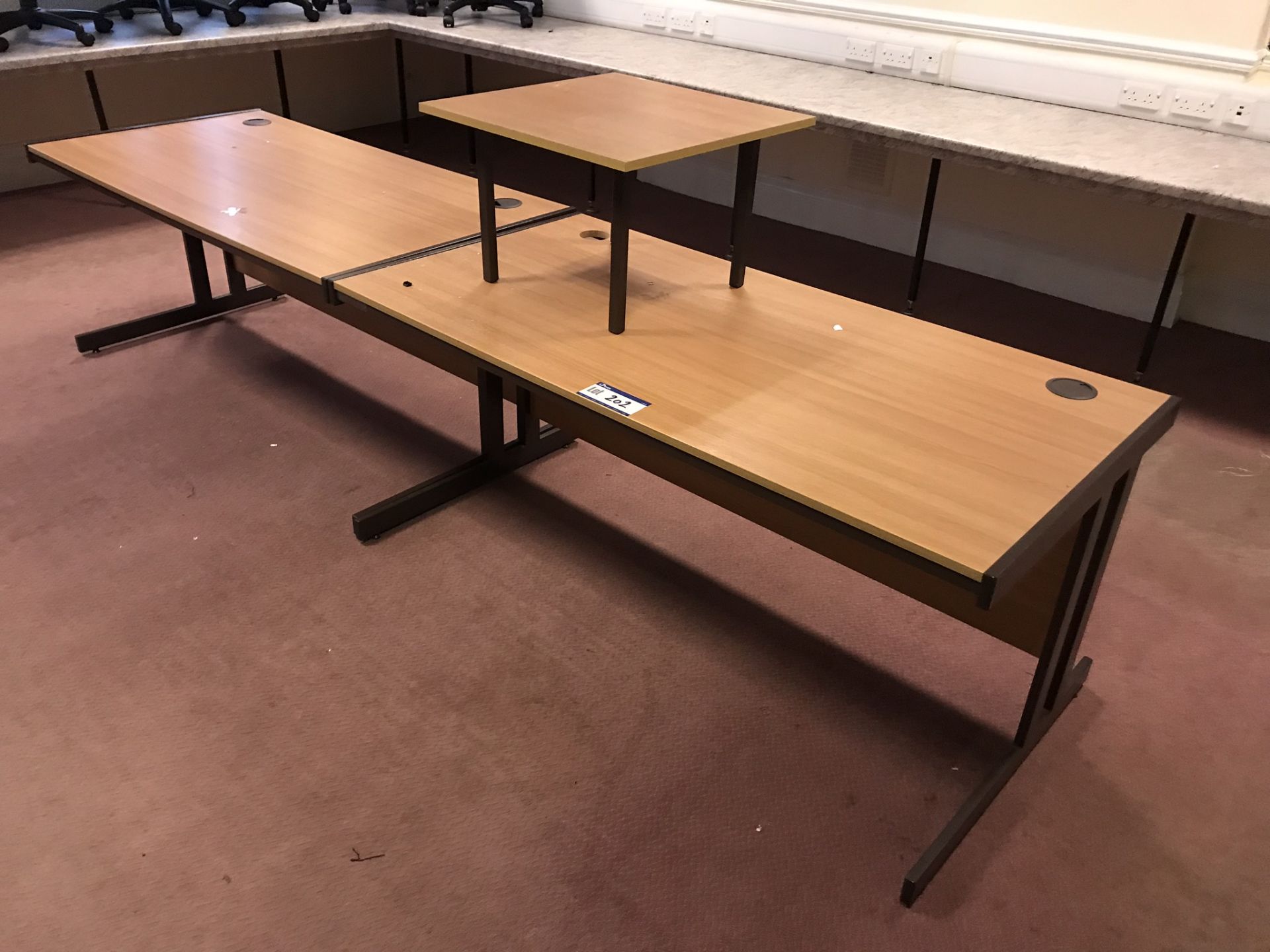 2 x Light Oak Veneered Metal Framed Desks