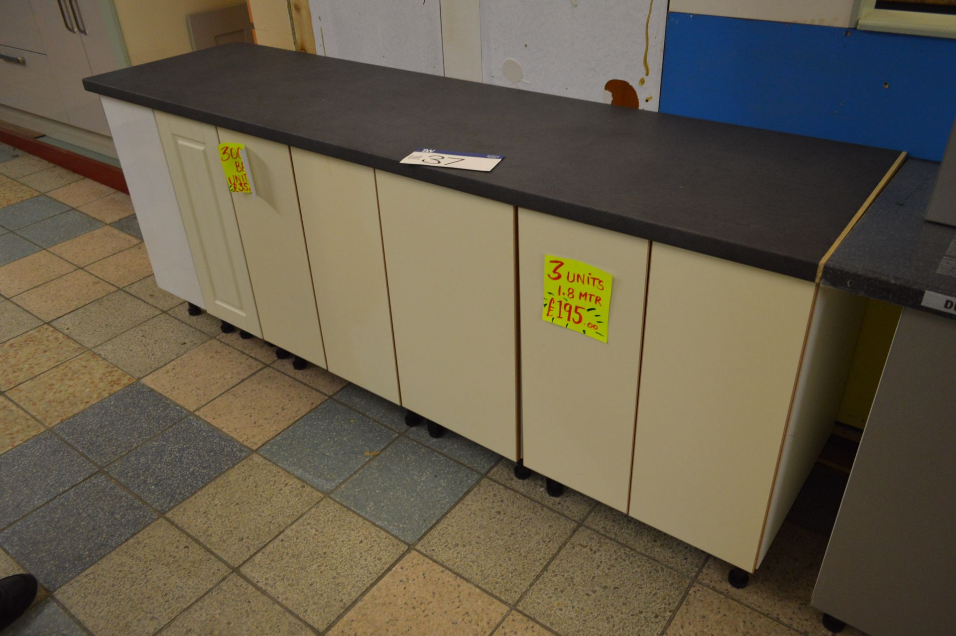 Assorted Base Units, 2.25m long, with worktop