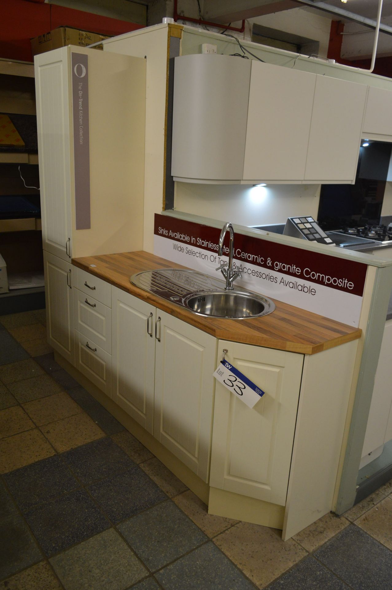 BOSTON IVORY 2.4m KITCHEN, with worktop and sink