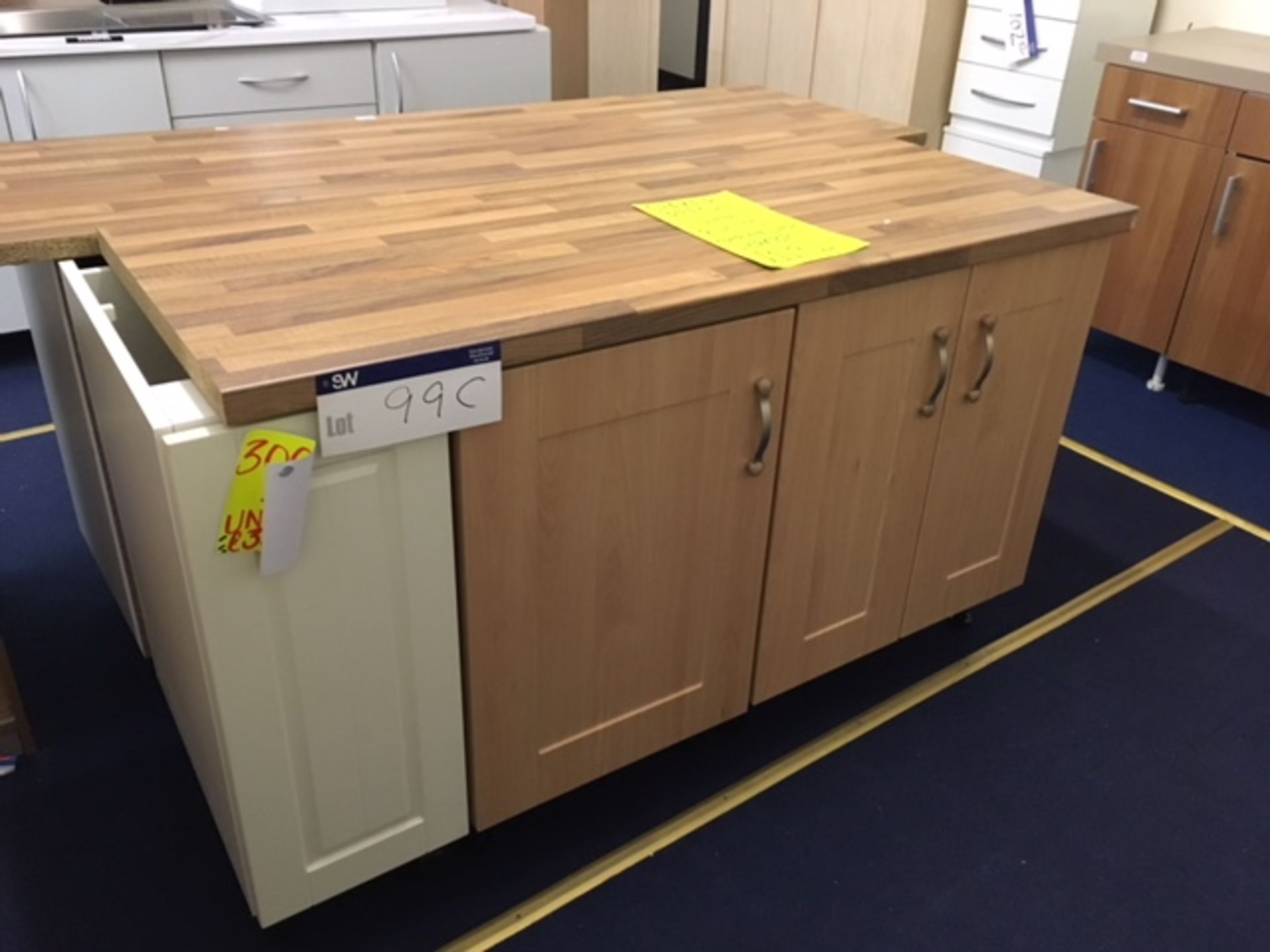 1.4m Shaker Beech Two Cupboard Unit, with worktop