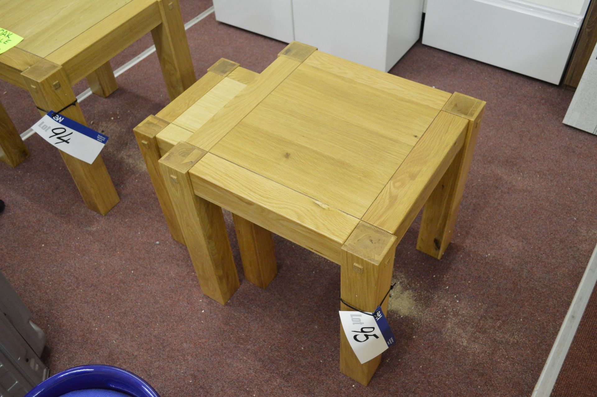 Nest of Two Oak Tables, largest 550mm square