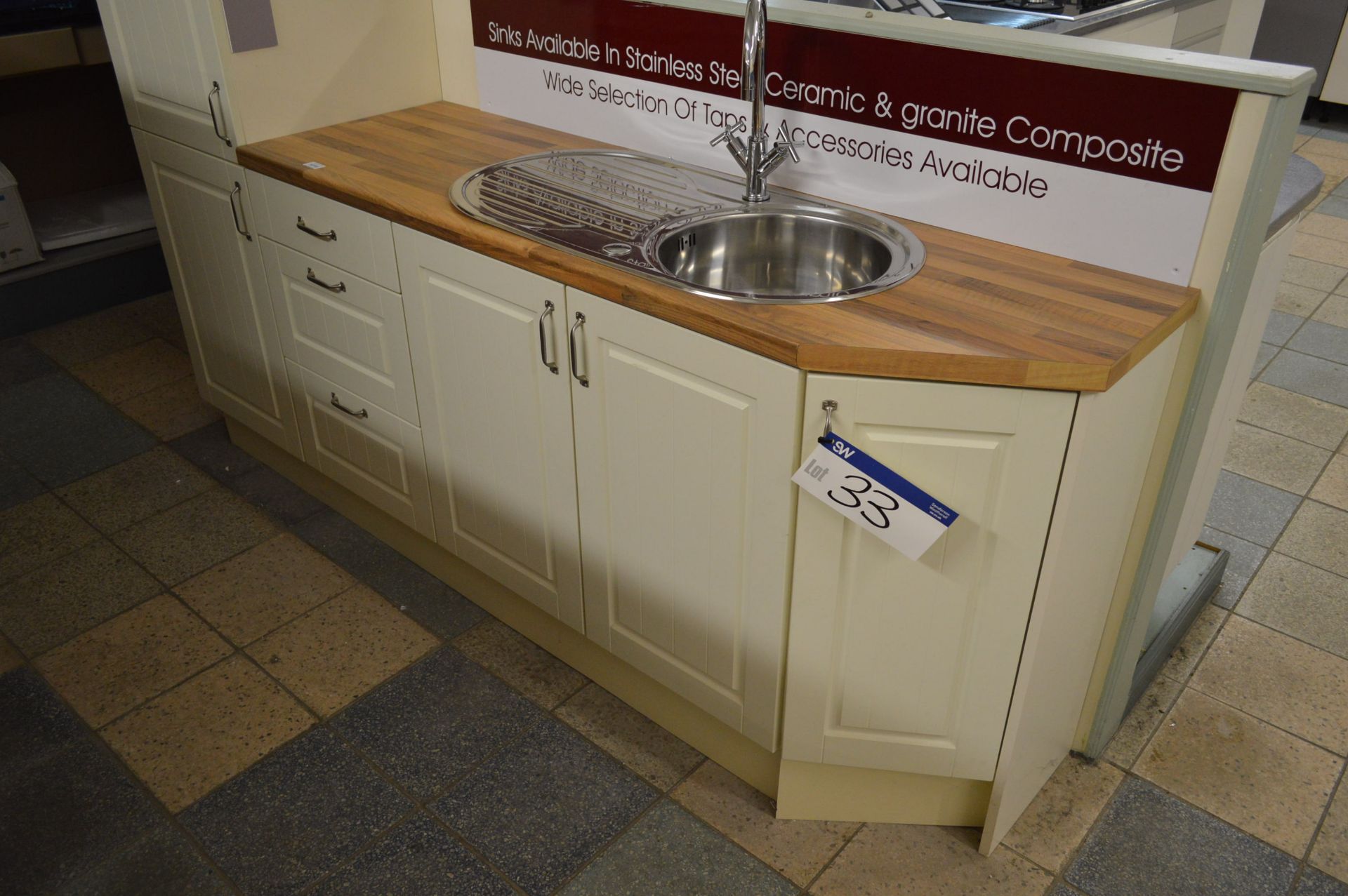 BOSTON IVORY 2.4m KITCHEN, with worktop and sink - Image 2 of 6