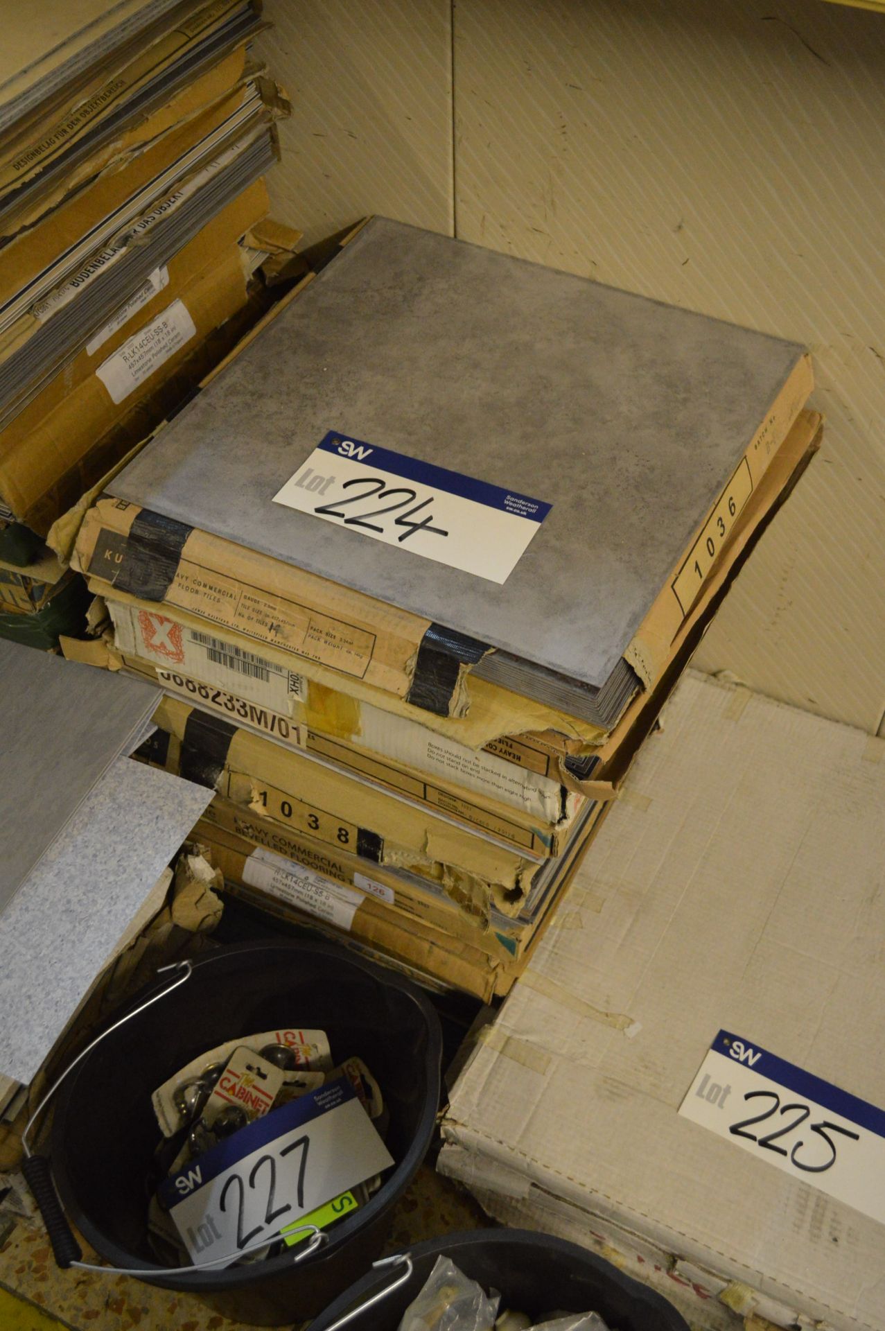 Assorted Vinyl Floor Tiles, in one stack, mainly 5