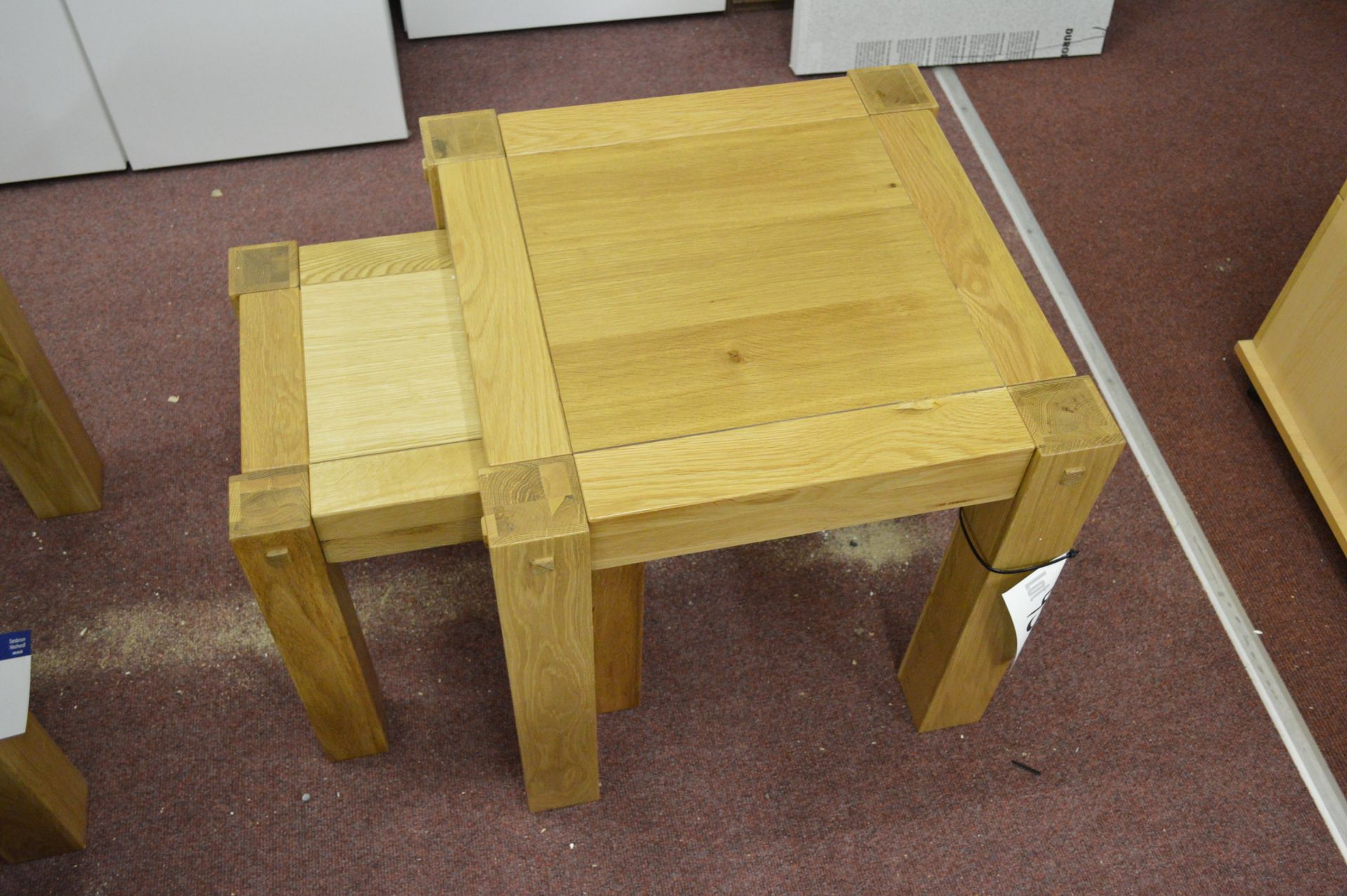 Nest of Two Oak Tables, largest 550mm square - Image 2 of 2