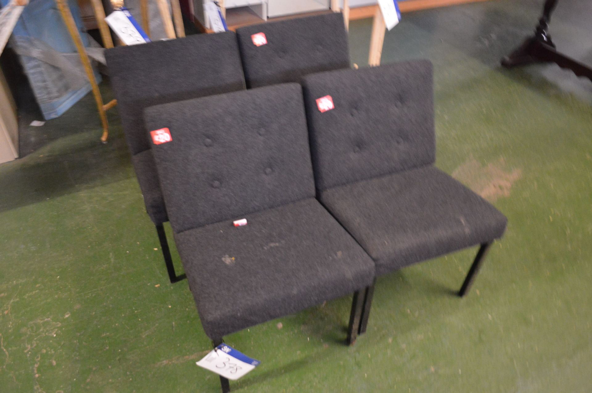 Four Charcoal Fabric Upholstered Reception Chairs