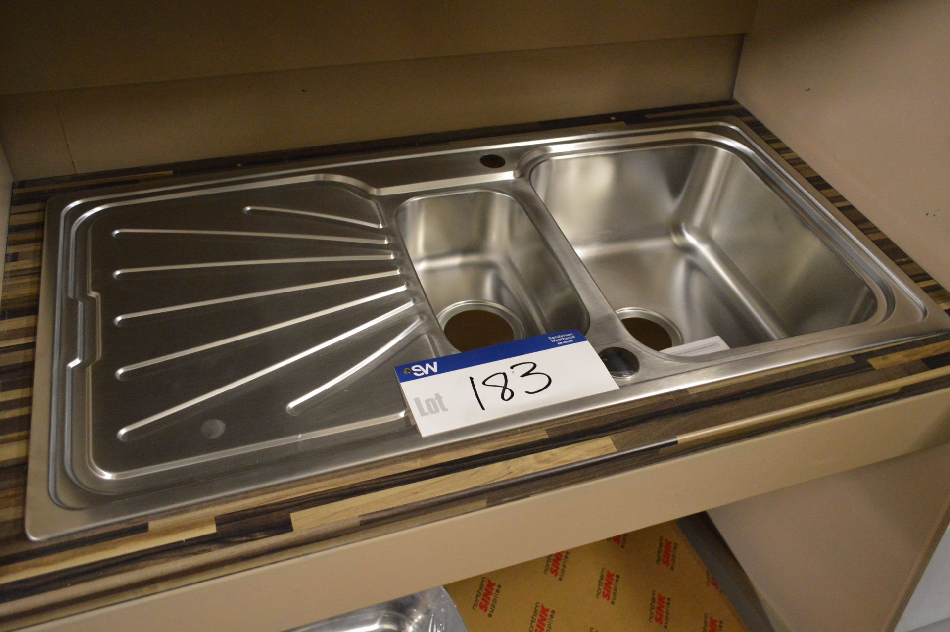 1½ Bowl Stainless Steel Sink, approx. 1m wide